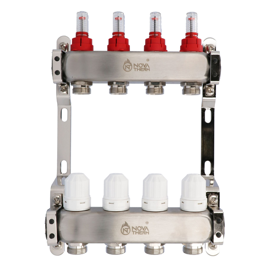 4 Port Manifold 1" - 3/4" Red Valves