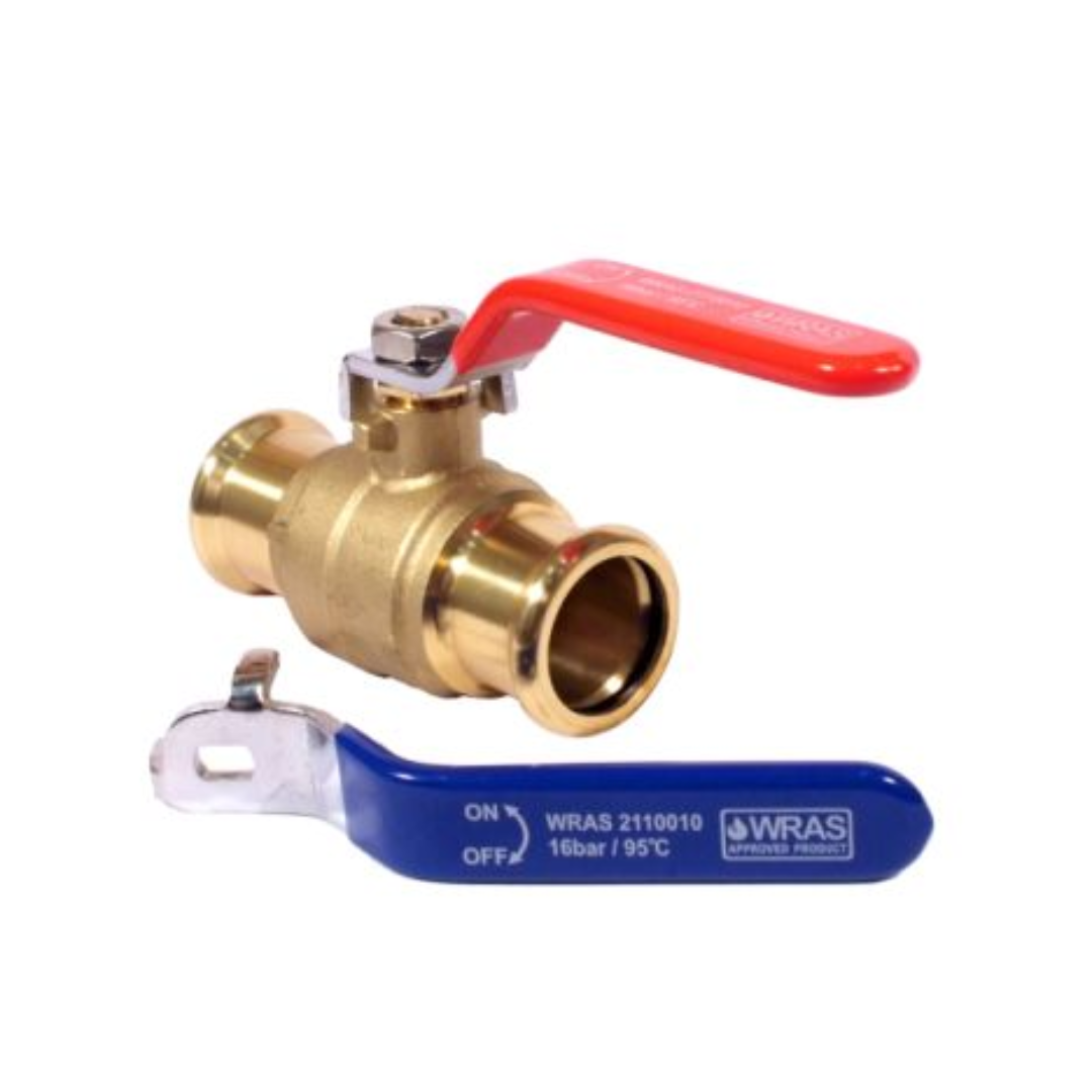 Press Fit (Water Only) Red & Blue Lever Ball Valves