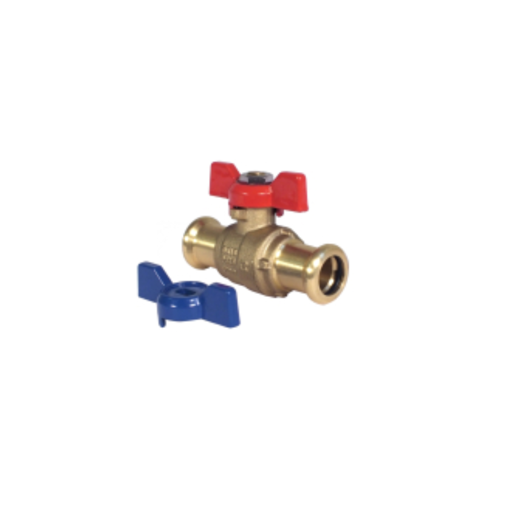 Press Fit (Water Only) Red & Blue 'T' Ball Valves