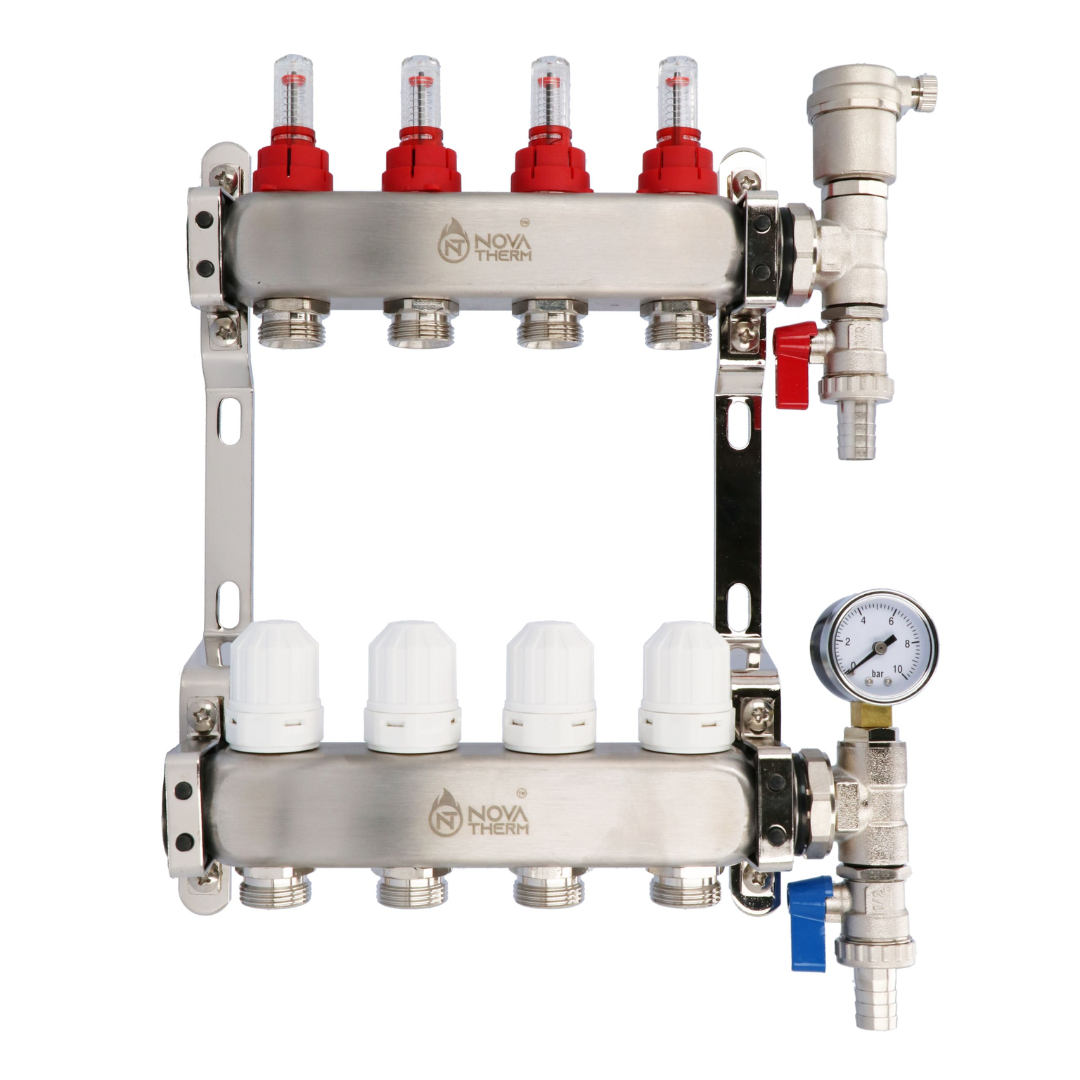 4 Port Manifold 1" - 3/4" Red Valves